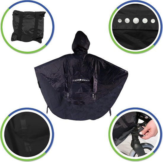GOTITA - Waterdichte poncho voor elektrische rolstoel/scooter - regenjas voor elektrische rolstoel - Italiaans design - elektrische maat/scooter L