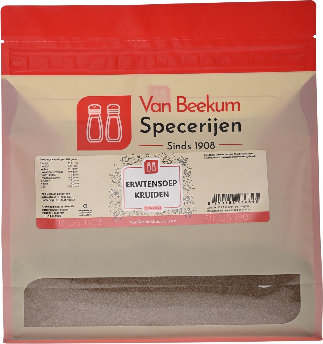 Van Beekum Specerijen - Erwtensoep Kruiden - 1 KG (hersluitbare stazak)