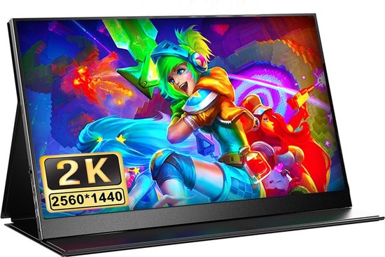 OxyFlowzy® - Portable Monitor – Draagbare Monitor 17,3 Inch - 144Hz – 2560X1440p – Met Beschermhoes