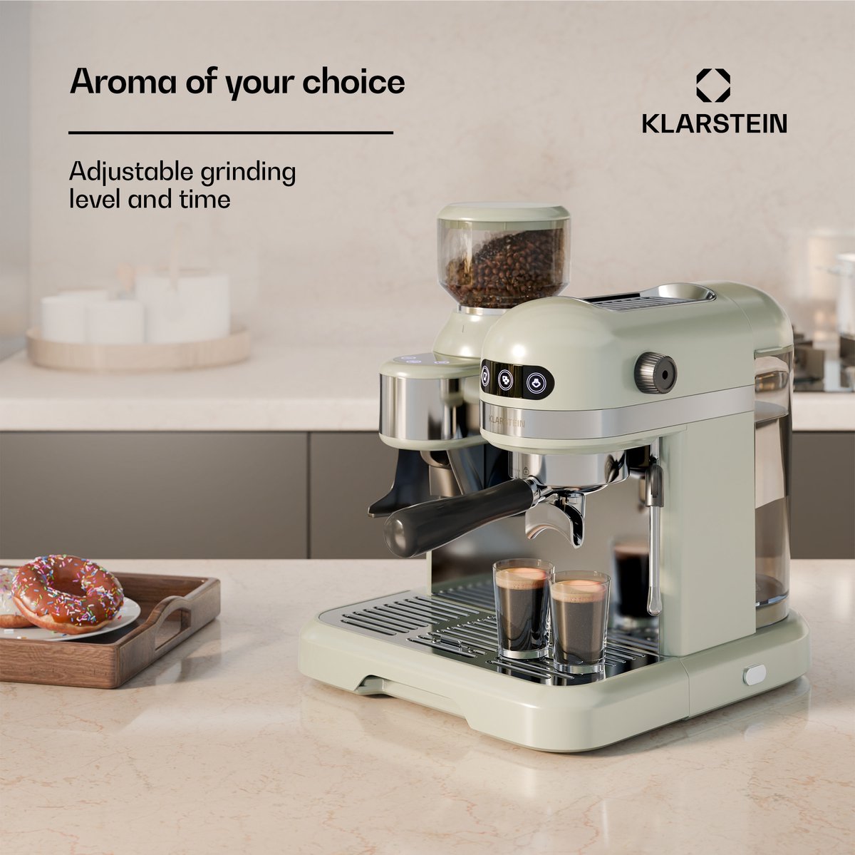 Chal-Tec Bella Café Pistonmachine met Maalmolen 19 Bar - afbeelding 2