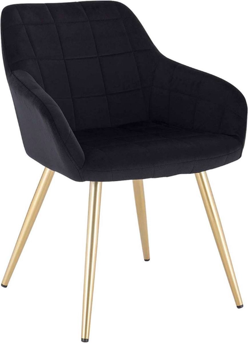 Bolt Edge Eetkamerstoelen - Zwart/Goud - Velvet - Armleuning - Kuipstoel - Set van 1