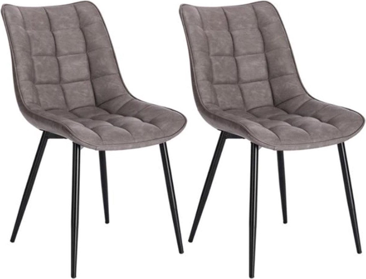 Bolt Edge Eetkamerstoelen - Grijs - PU Leer - Kuipstoel - Fauteuil - Set van 2 - Keuken