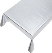 Tafelzeil Metallic Plain Silver -  140 x 150 cm - Zilver tafellaken - Tafelkleed plastic - Voor buiten en binnen - Verschillende maten - Geleverd in een koker