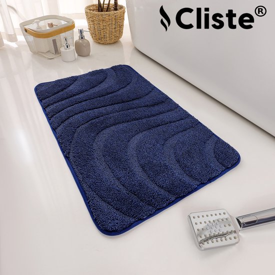 Badmat Cliste - Tapis de salle de bain, Tapis de bain, Antidérapant, Tapis de douche, Badmat, Tapis de bain - pour Douche et Bain - 50 x 80 cm - Blauw foncé