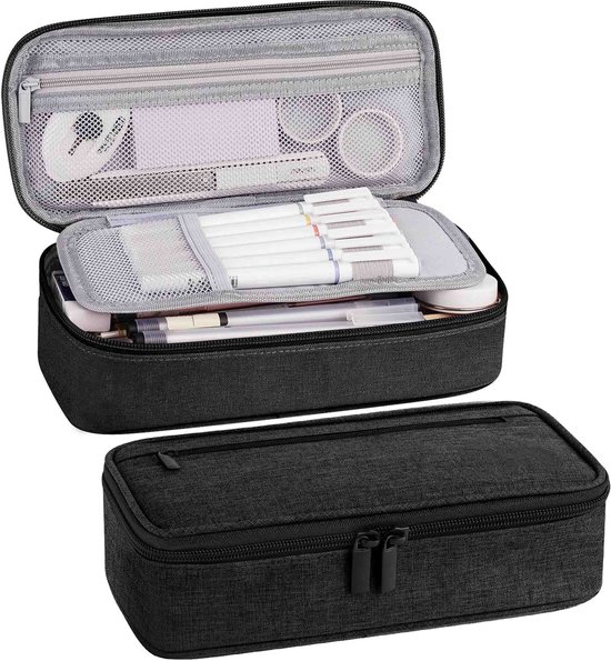 Etui - Pennenzak - Pennenetui - Schooletui - Grote Etui - Etui voor School - Trousse Scolaire - Voor meisjes, jongens en volwassenen - Zwart - Diydash