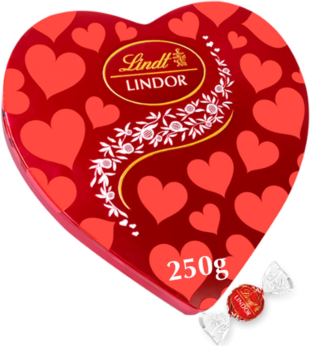 Lindt LINDOR Hart Blik Melkchocolade Bonbons 250 gram (20 bonbons) - Onweerstaanbare LINDOR chocolade bonbons - Chocolade Cadeau - Kerstcadeau