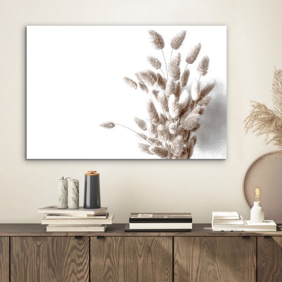 Tableau aluminium 60x40 cm - Décoration murale métal - Plantes - Plumes - Wit - Décoration murale métal salon - Décoration industrielle - Photo sur dibond - Accessoires industriels chambre