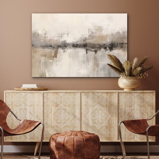 Tableau aluminium 120x80 cm - Décoration murale métal - Art moderne - Abstrait - Beige - Décoration murale métal salon - Décoration industrielle - Photo sur dibond - Accessoires industriels chambre