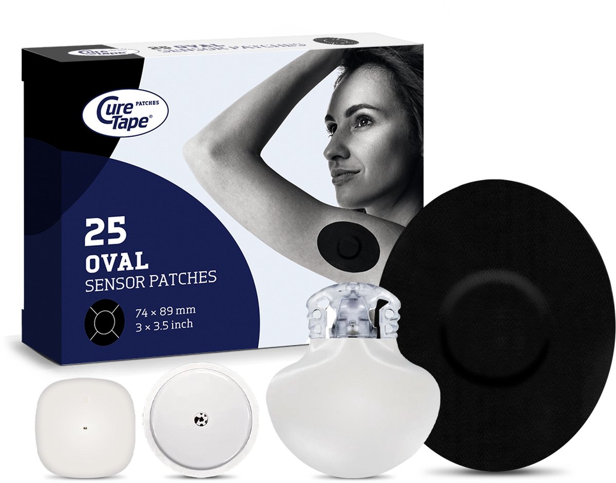 Goedkoopste CureTape Patches - Sensor Pleisters - Zwart - Pleisters voor Freestyle Libre, Dexcom en Medtronic Guardian sensoren - 25 Stuk(s