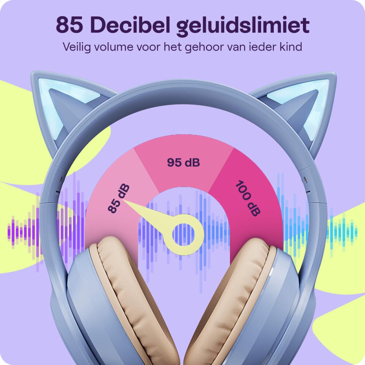 GSMpunt HappyCase Kinder Koptelefoon met Kattenoortjes - afbeelding 3