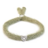 Bracelet moelleux vert olive argent