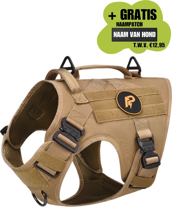 Always Prepared® Pro Hondentuig - Anti-Trek Tuig - Hondenharnas - Y Tuig Hond - Middel en Grote Hond - Khaki - Maat M