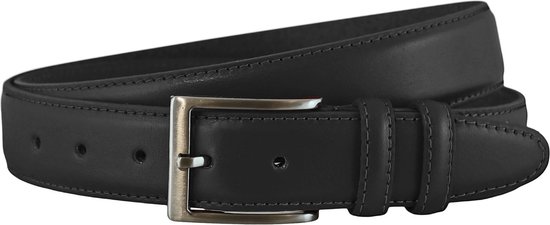 Landley Leren Zwarte Heren Pantalon Riem - Nette Broekriem - Volnerf Leer - 3.5 cm Breed - Zwart - Lengte totaal 130 cm / Riemmaat 115