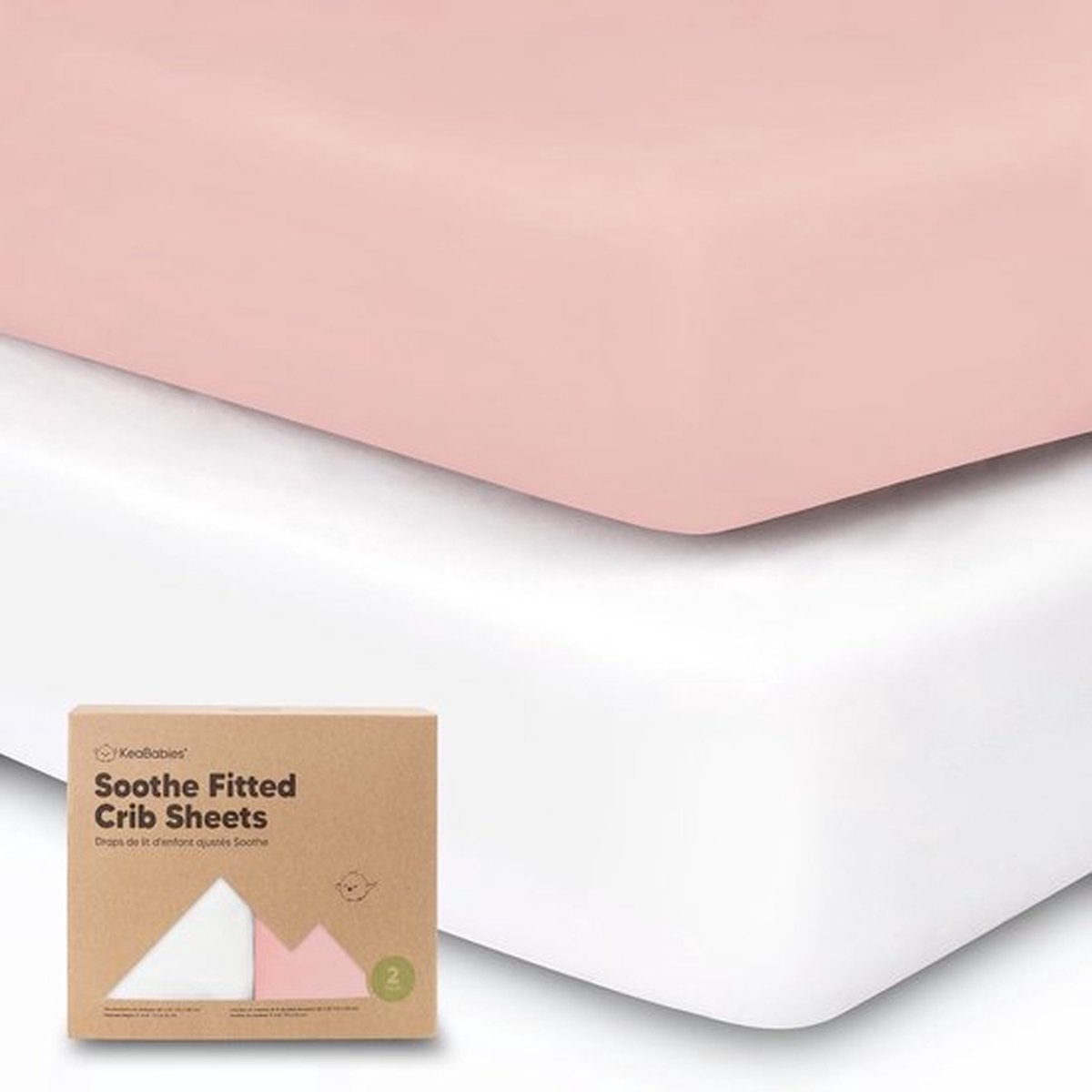 KeoBabies Baby Fitted Sheets 70x140 - baby bedding fitted sheet, 2 pieces bed sheet baby bed, fitted sheet, children's bed, fitted sheet for baby beds, cotton sheet, children's bed (pink) Roze