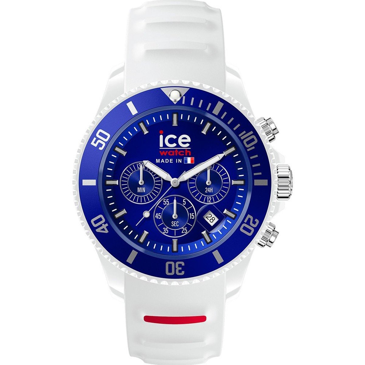 Ice Watch ICE cocorico - Chrono - Blue white red 023252 Horloge - Siliconen - Wit - Ø 40 mm