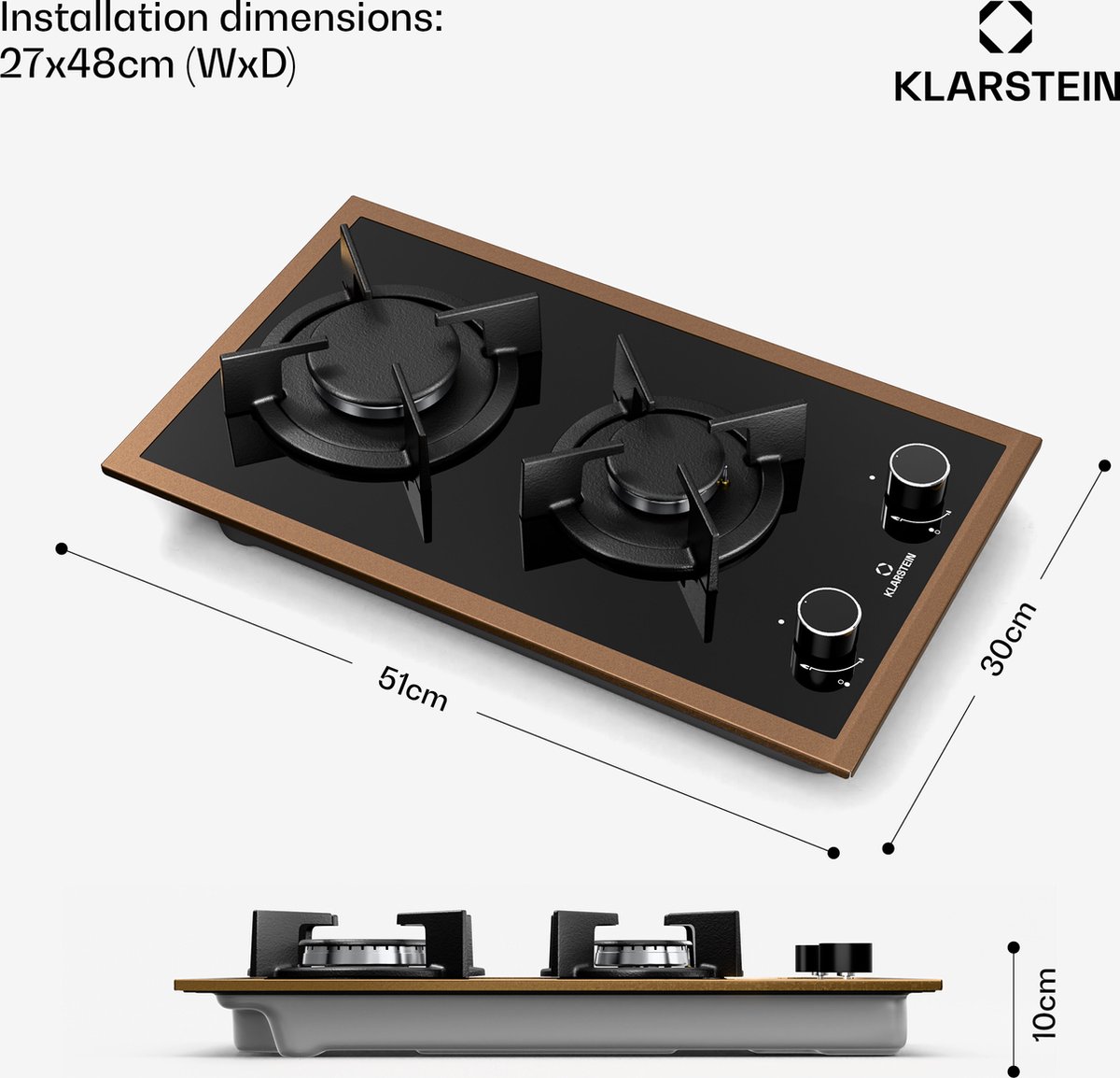 Klarstein Goldflame 4 Prime Gaskookplaat - 4-Pits - Autark - 60 Cm