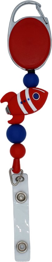 Badgehouder met trekkoord Raket Rood | bol