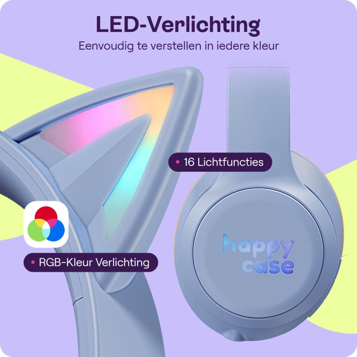 GSMpunt HappyCase Kinder Koptelefoon met Kattenoortjes - afbeelding 2