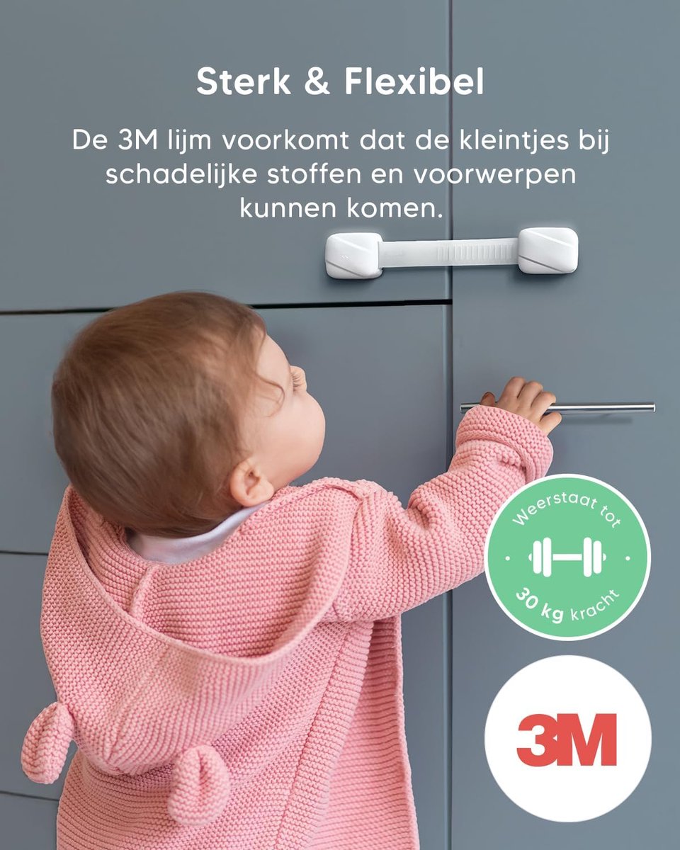 AYCORN Zelfklevend Kinderslot Kastjes voor Baby Veiligheid - 8 Stuks - Kinderbeveiliging Kasten & Lades - Kastsloten – Wit – foto 3