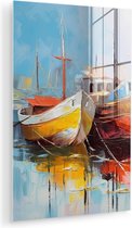 MuchoWow® Glasschilderij 120x180 cm - Schilderij acrylglas - Boten - Kunst - Kleuren - Schilderij - Foto op glas - Muurdecoratie woonkamer - Wanddecoratie slaapkamer - Schilderijen