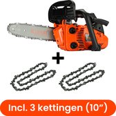 Kibani Kettingzaag Benzine - Incl. 3 Kettingen - 25.4 cc / 1 pk 2-takt Motor - Zwaardlengte 25 cm / 10 inch – Easy-Startsysteem - snoeizaag