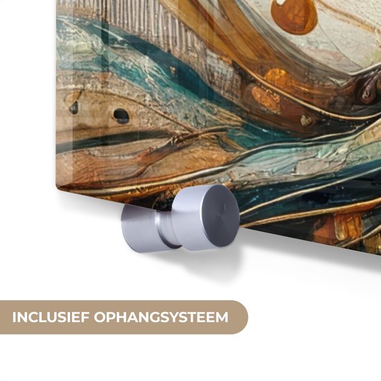 MuchoWow® Glasschilderij 120x180 cm - Schilderij acrylglas - Levensboom - Boom - Abstract - Modern - Foto op glas - Muurdecoratie woonkamer - Wanddecoratie slaapkamer - Schilderijen