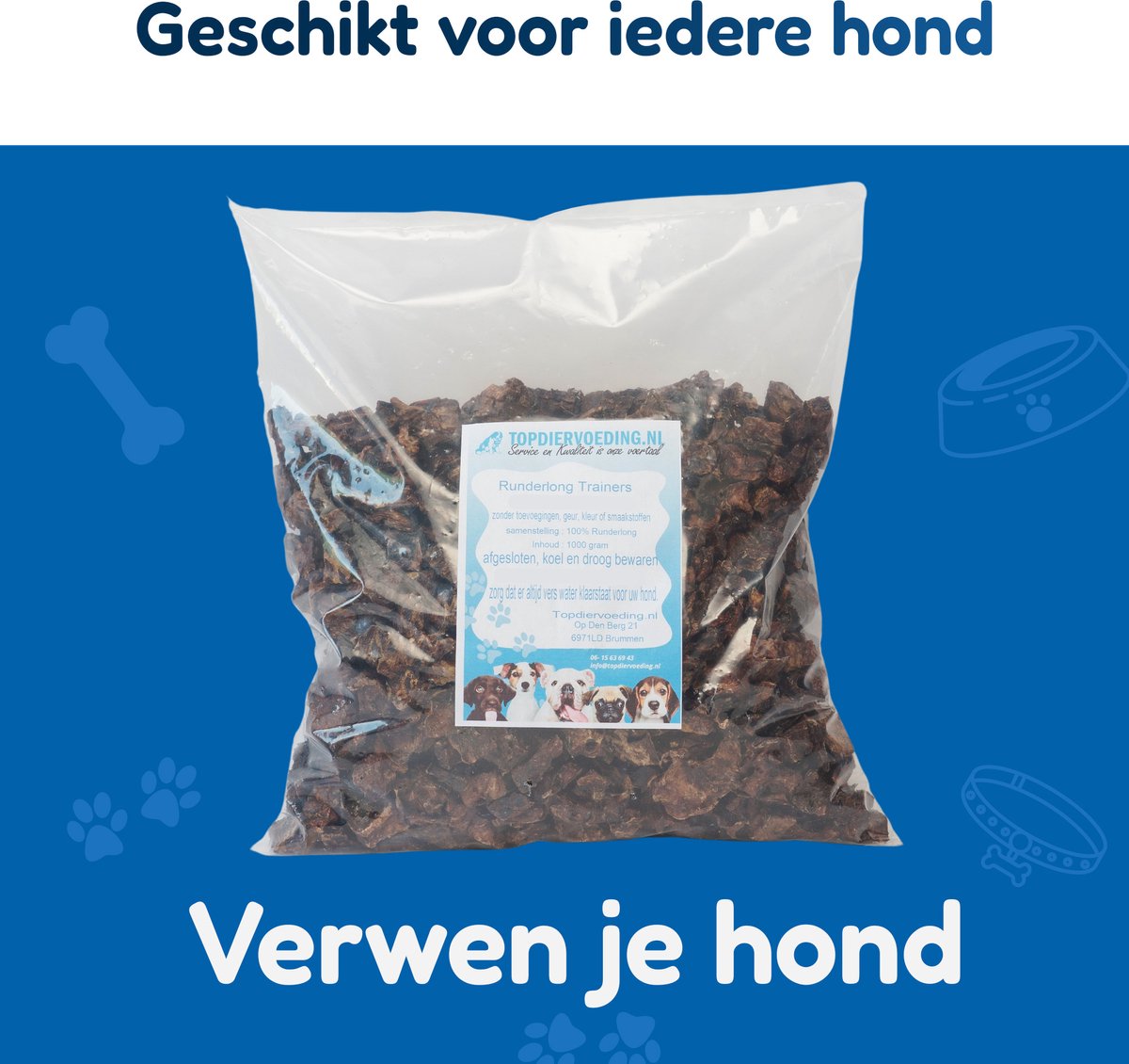 Runderlong Blokjes (2x2cm) Hondensnacks - Vers Gedroogd - Knapperig - 1 KG — cadeau in Cadeau-ideeën - foto 6