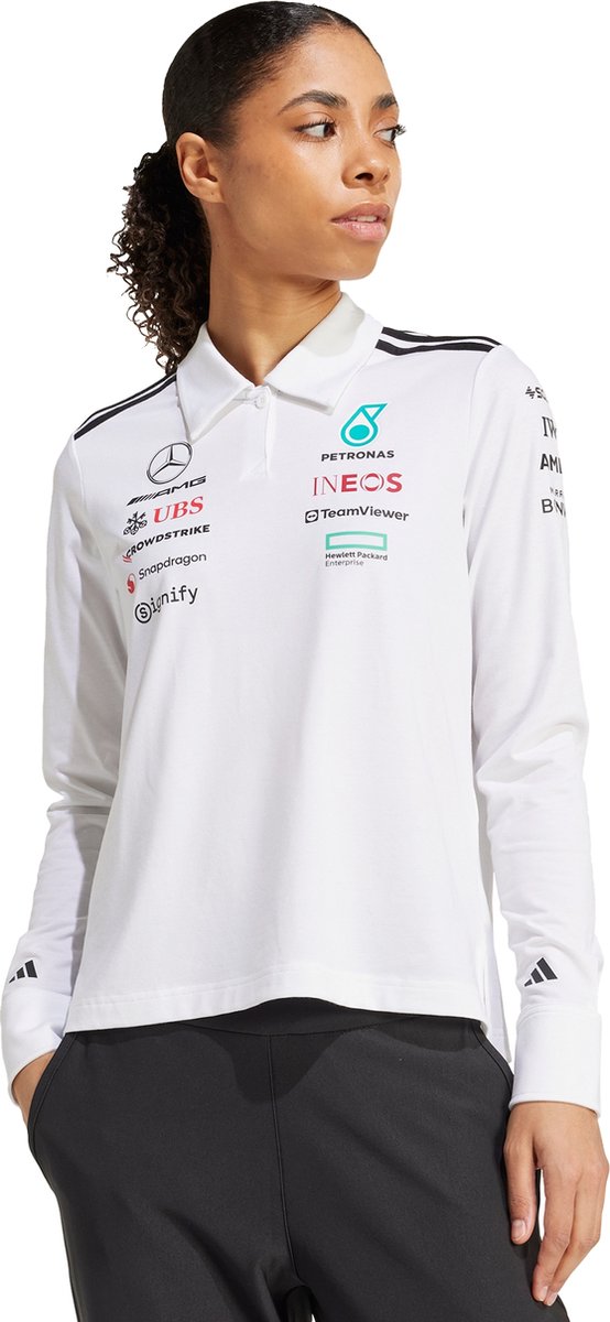 adidas Performance MERCEDES AMG PETRONAS FORMULA ONE TEAM POLO MET LANGE MOUWEN Dames Wit