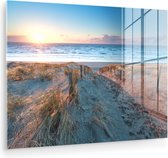 MuchoWow® Peinture sur verre 120x90 cm - Peinture sur verre acrylique - Plage - Mer - Soleil - Dune - Photo sur verre - Peintures - Portrait d'été