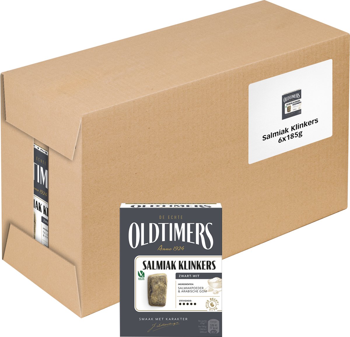 Oldtimers - Drop - Salmiak Klinkers - 6 doosjes - 185 gram