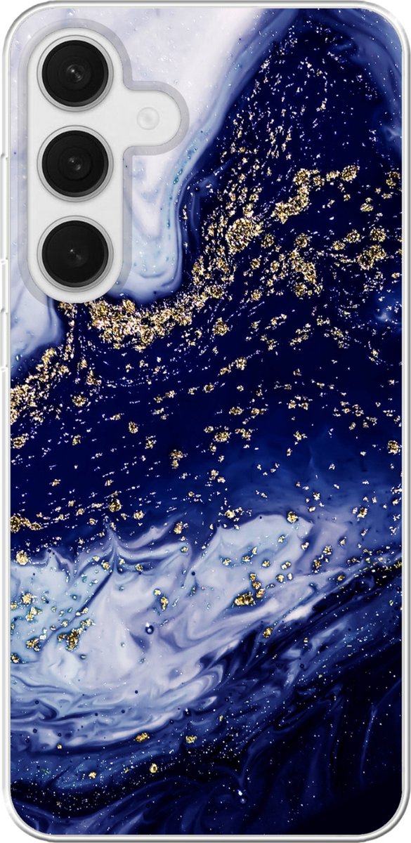 Telefoonhoesje Geschikt voor Samsung Galaxy S25 Plus hoesje - Marmer print - Goud - Natuurstenen - Siliconen Telefoonhoesje Telefoonhoesje