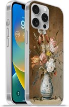 Telefoonhoesje Geschikt voor Apple Iphone 16 Pro hoesje - Bloemstilleven - Oude meesters - Schilderij - Siliconen Telefoonhoesje Telefoonhoesje