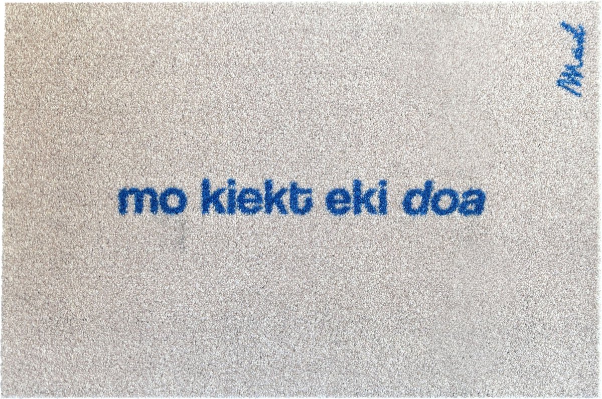 Mad About Mats DANNY - deurmat - mo kiekt eki doa - schoonloop/scraper - wasbaar - 50x75cm beige
