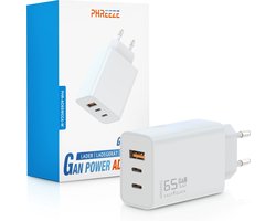 65w usb-C Oplader met 3 usb Poorten – 2x usb C en 1x usb-A – Geschikt voor Snellader Apple en Samsung Adapter Stekker Lader