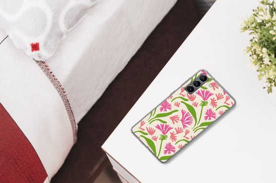 Coque de téléphone compatible avec Samsung Galaxy S21 - Motifs Bloem et feuilles - Coque en Siliconen