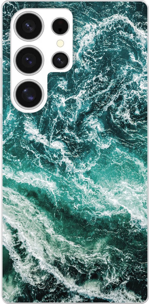 Telefoonhoesje Geschikt voor Samsung Galaxy S25 Ultra hoesje - Marmer print - Patroon - Natuurstenen - Siliconen Telefoonhoesje Telefoonhoesje