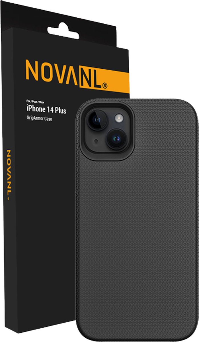 NOVANL GripArmor Telefoonhoesje - Geschikt voor iPhone 14 Plus Hoesje - Militairy Grade Bescherming - Anti Slip - GSM Hoesje - Zwart
