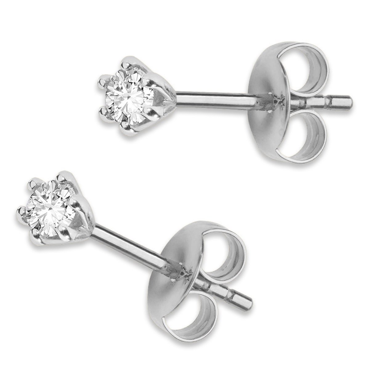 Lovebird LB114 - Gouden oorknopjes met briljant - Dames - Rondje - 2,5 mm - Diamant - Briljant Geslepen - 0,10 Karaat - 14 Karaat - Goud