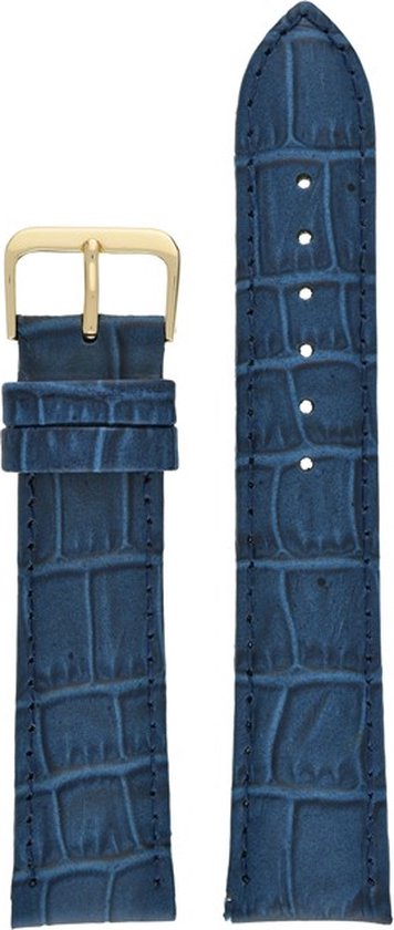 Bracelet de montre-20mm-cuir véritable-lbs-bleu-rempli-croco-doux-boucle couleur or-20 mm