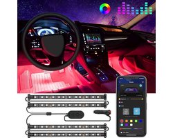 Tesla Auto LED Verlichting - Ambient Light Voor Auto Interieur - 4Pcs 48 LED Strip Auto Accessoires - Slimme Verlichting Voor Dashboard en Middenconsole