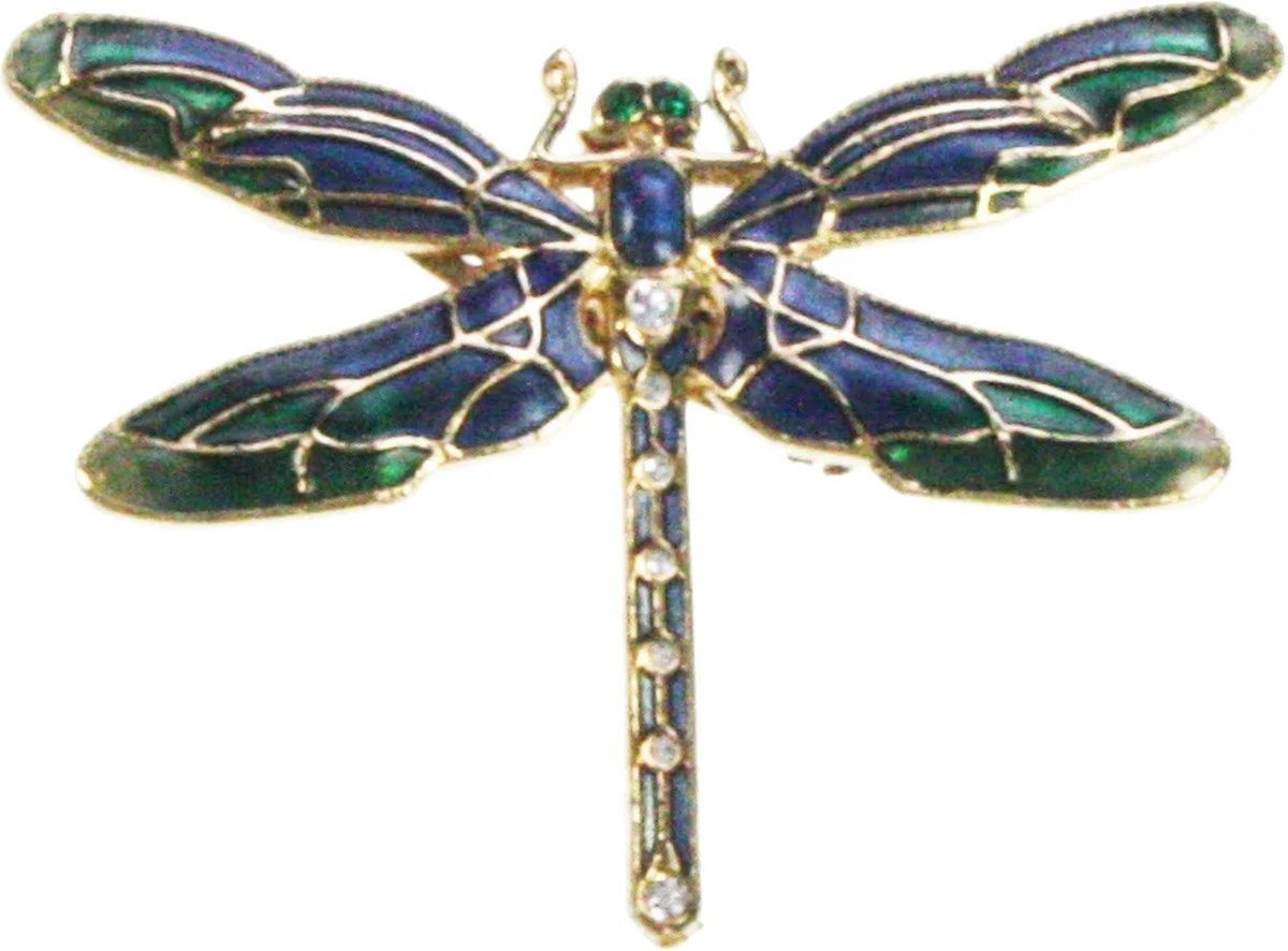 Broche Libelle blauw/groen 5x1x3,5cm