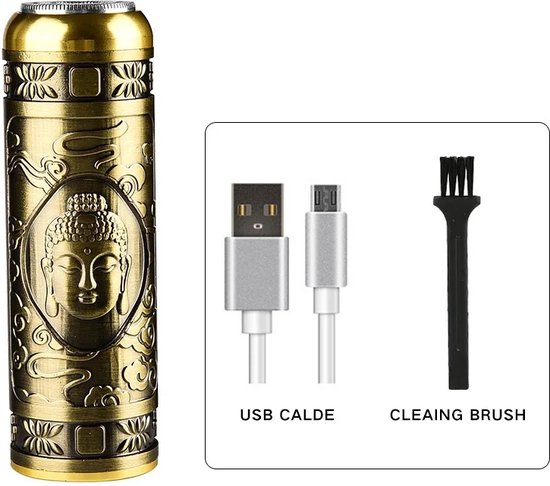 Oplaadbare Mini Shaver voor Dames en Heren - Vintage BUDHA Trimmer - Gezicht en Lichaamshaar Trimmer - Pijnloze Persoonlijke Verzorging - Multifunctionele Metaal Shaver - Perfecte Reiseditie
