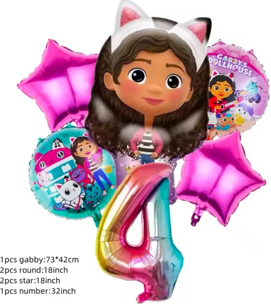 Gabbys Dollhouse Anniversaire Décoration 44 Pcs,Fête Décoration,Ballons