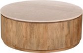 Giga Meubel Salontafel Elan Rond - Travertin - Naturel - 90x90x35cm