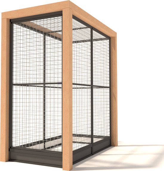 Konijnenhok Hanna, vurenhout, gelakt, natuurbruin, twee verdiepingen, 122 x 50 x 101 cm Konijnenhok Hanna, vurenhout, gelakt, natuurbruin, twee verdiepingen, 122 x 50 x 101 cm