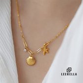 AUMIRELLE Gouden ketting voor dames, 2-delige set van roestvrij staal, verguld, waterdicht en verstelbaar, elegant cadeau voor vrouwen, 40 6cm, Roestvrij staal, Zirkoon