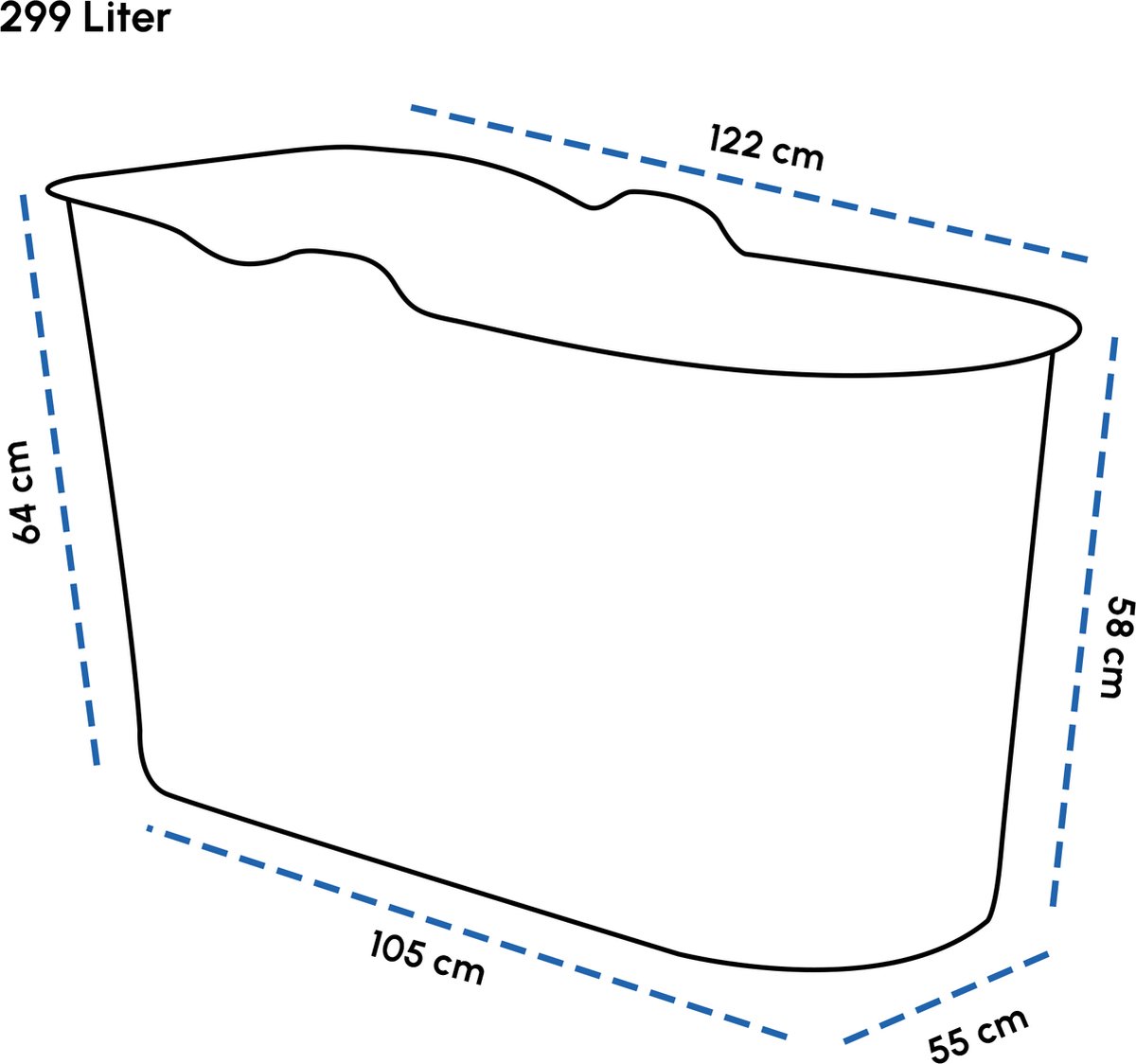 Zitbad Bath Bucket XL - 125 cm - Ligbad - Zitbad inclusief hoofdkussen - Zwart