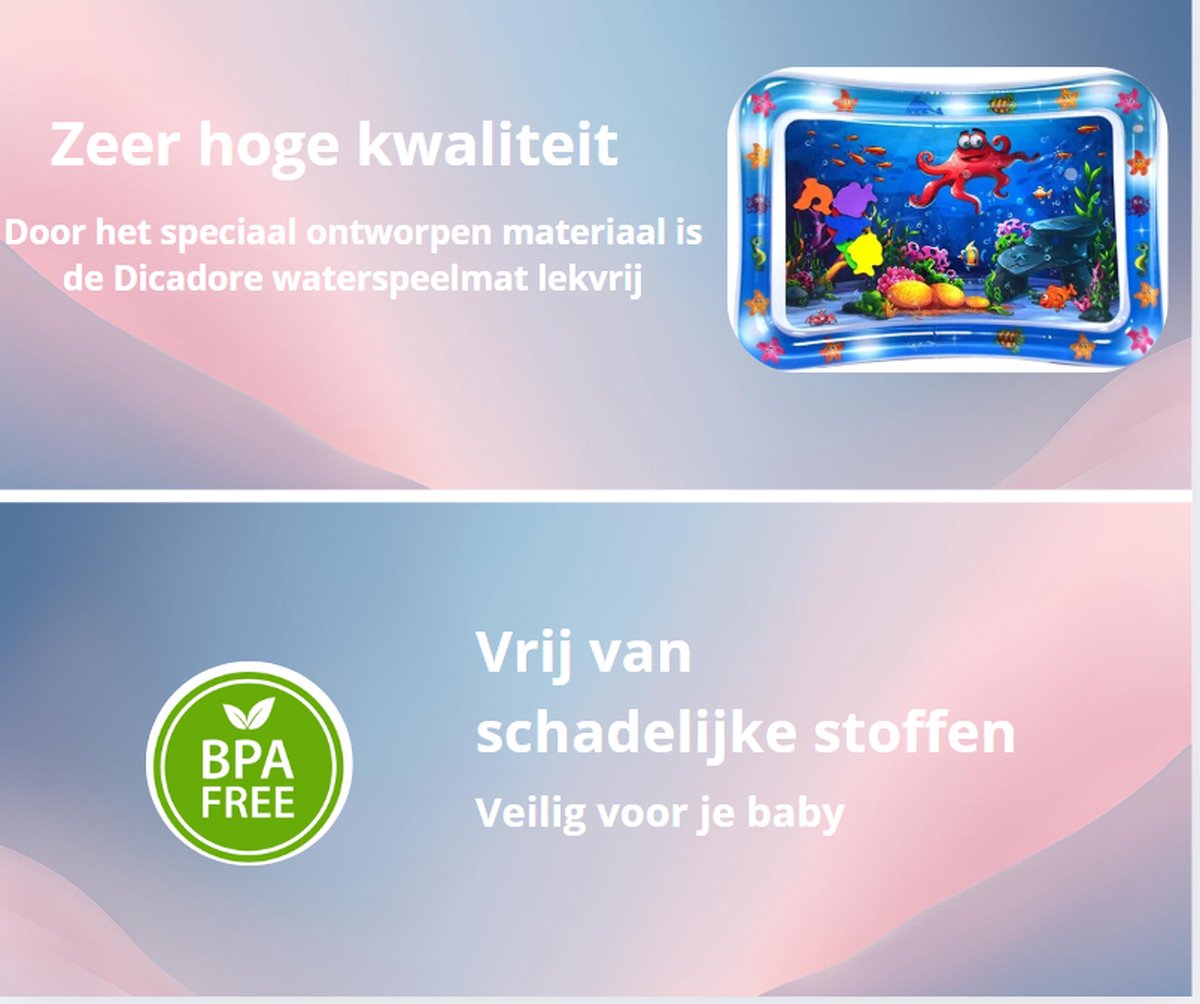 Dicadore - Waterspeelmat Baby – Watermat – Speelkleed – Baby Speelgoed 0 Jaar - Opblaasbaar – Waterspeelgoed Baby - Kraamcadeau - Babyshower Cadeau - Octopus - Baby Speelgoed - Baby Speelmat — afbeelding 5