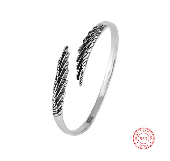 Bracelet Soraro Angel Vintage | Argent 925 | Aile | Bracelet de serrage | D'apparence ancienne