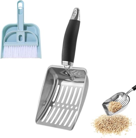 SUTINE Huishoudelijke bezem en schep set, 117 cm met lange rechte steel, reinigingsmateriaal, stofschep, ideaal voor het vegen binnen en buiten, keuken